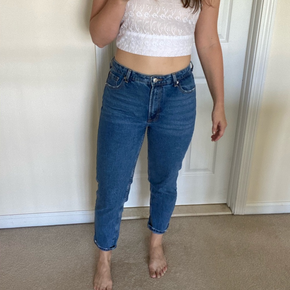 Dark wash mom jeans